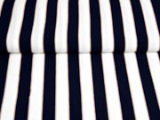 Viskose Stoff Blockstreifen, beige wei� dunkelblau