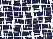 Viskosejersey grafisches Muster, wei� dunkelblau
