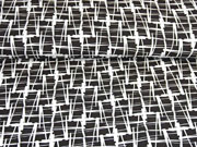 Viskosejersey grafisches Muster, wei� schwarz