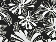 Viskosejersey gro�e Blumen, wei� schwarz