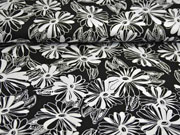 Viskosejersey gro�e Blumen, wei� schwarz