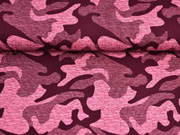 French Terry Sweat Viskose Camouflage, bordeauxrot