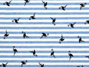 Jersey Streifen Flamingos angeraut, jeansblau meliert cremewei�