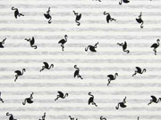 Jersey Streifen Flamingos angeraut, hellgrau meliert cremewei�