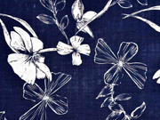 Baumwolle Viskose Blumenbl�tter, dunkelblau