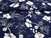 Baumwolle Viskose Blumenbl�tter, dunkelblau