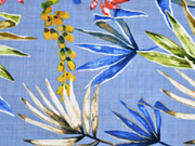Baumwolle Viskose tropische Bl�tter, blau