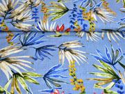 Baumwolle Viskose tropische Bl�tter, blau