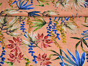 Baumwolle Viskose tropische Bl�tter, apricot