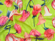 Blusenstoff gro�e Tulpen Callas Crinkle, kiwigr�n