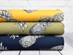 Blusenstoff gro�e Ananas Leinenlook, ocker