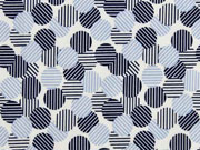elastischer Blusenstoff gestreifte Punkte, hellblau dunkelblau wei�