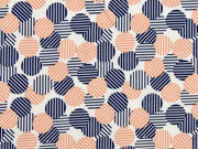 elastischer Blusenstoff gestreifte Punkte, aprikot dunkelblau wei�