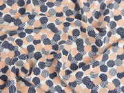 elastischer Blusenstoff gestreifte Punkte, aprikot dunkelblau wei�