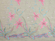 Leinen Viskose Blumen Stickerei Bord�re, Pastellt�ne beige