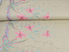 Leinen Viskose Blumen Stickerei Bord�re, Pastellt�ne beige