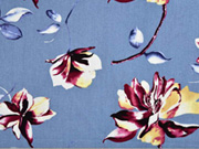 Viskose Leinen gro�e Blumen Magnolien, rauchblau