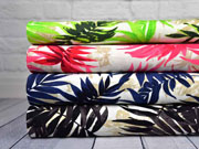 Viskose Leinen Palmbl�tter, dunkelblau cremewei�