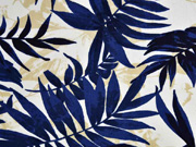 Viskose Leinen Palmbl�tter, dunkelblau cremewei�