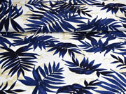 Viskose Leinen Palmbl�tter, dunkelblau cremewei�
