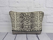 Leinenlook Dekostoff Schlangenmuster, grau schwarz natur