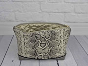 Leinenlook Dekostoff Schlangenmuster, grau schwarz natur