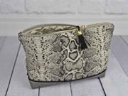 Leinenlook Dekostoff Schlangenmuster, grau schwarz natur