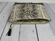 Leinenlook Dekostoff Schlangenmuster, grau schwarz natur