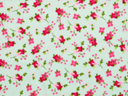 Baumwollstoff Bl�mchen, pink mintgr�n