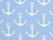 French Terry Sweat wei�er Anker, hellblau