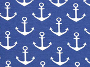 French Terry Sweat wei�er Anker, mittelblau