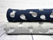 Jersey Ananas Silber metallic, dunkelblau