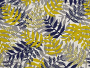 Dekostoff Leinenlook Palmbl�tter, senfgelb natur