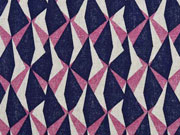 Dekostoff Leinenlook geometrisches Muster, beere dunkelblau natur