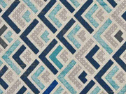 Dekostoff Leinenlook geometrisches Pfeilmuster Waben, gr�npetrol natur