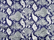 Blusenstoff Satin Schlangenmuster elastisch, grau cremewei� dunkelblau