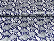 Blusenstoff Satin Schlangenmuster elastisch, grau cremewei� dunkelblau