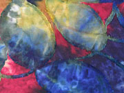 Jersey mit Struktur Batik Bl�tter, dunkelblau weinrot ocker