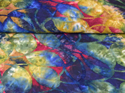 Jersey mit Struktur Batik Bl�tter, dunkelblau weinrot ocker