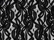 elastischer Spitzenstoff Blumen, schwarz