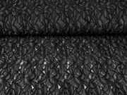 elastischer Spitzenstoff Blumen, schwarz
