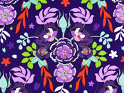 Baumwollstoff Blumen Knospen Bl�tter, flieder lila