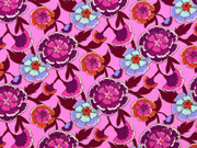 Baumwollstoff Blumen, weinrot rosa