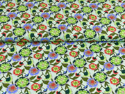 RESTST�CK 36 cm Baumwollstoff Blumen, khaki hellgr�n