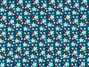 Baumwollstoff Streubl�mchen Bl�tter, petrol