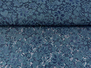 elastischer Spitzenstoff Blumen, marineblau