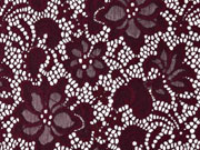 elastischer Spitzenstoff Blumen, weinrot