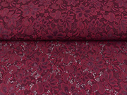 elastischer Spitzenstoff Blumen, weinrot