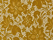 elastischer Spitzenstoff Blumen, currygelb