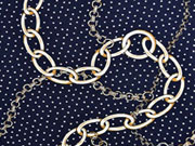 Viskosejersey Ketten Punkte, dunkelblau